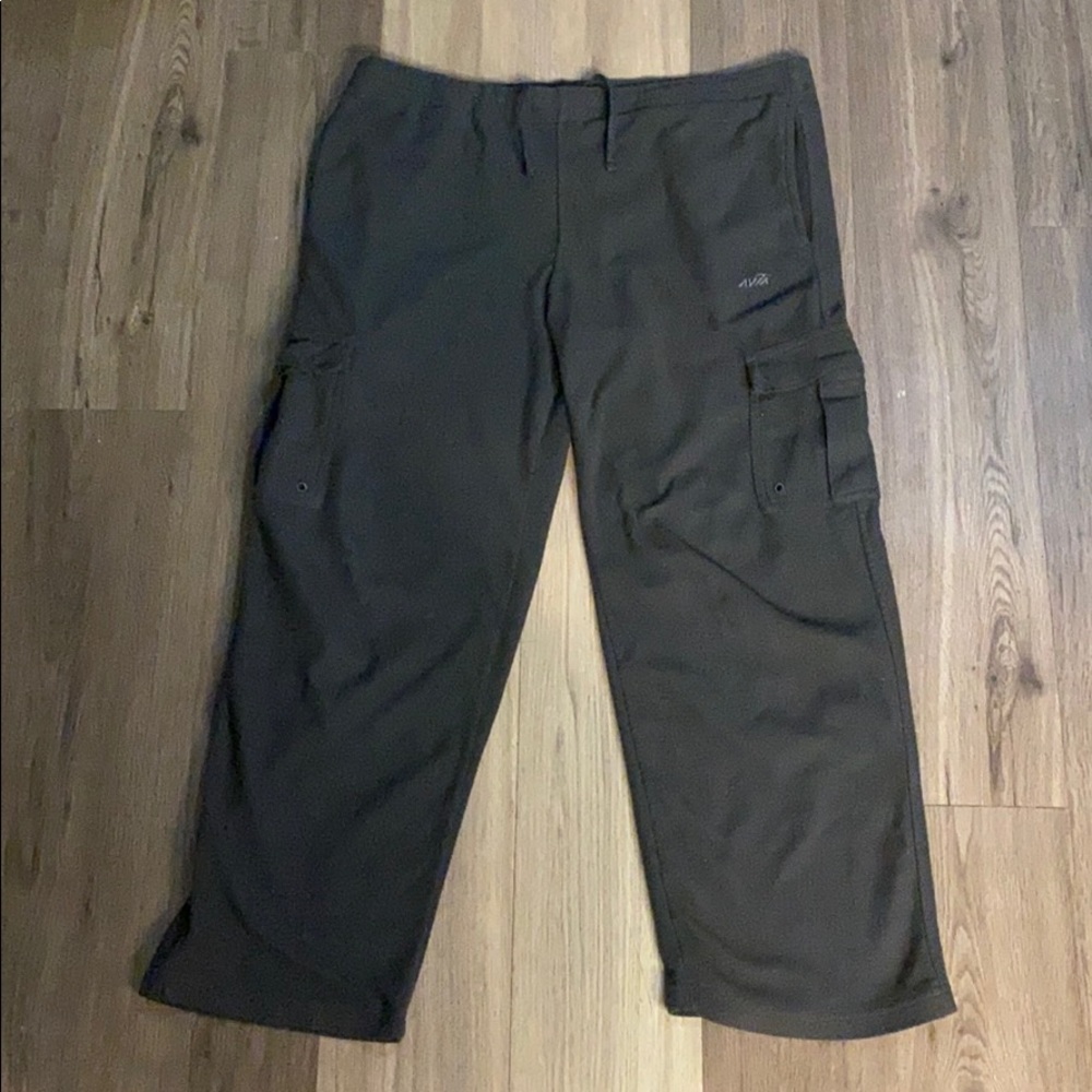 ✅ VINTAGE AVIA Cargo Fleece Sweatpant Athletic Jogger Pant Teddy Streetwear Gray